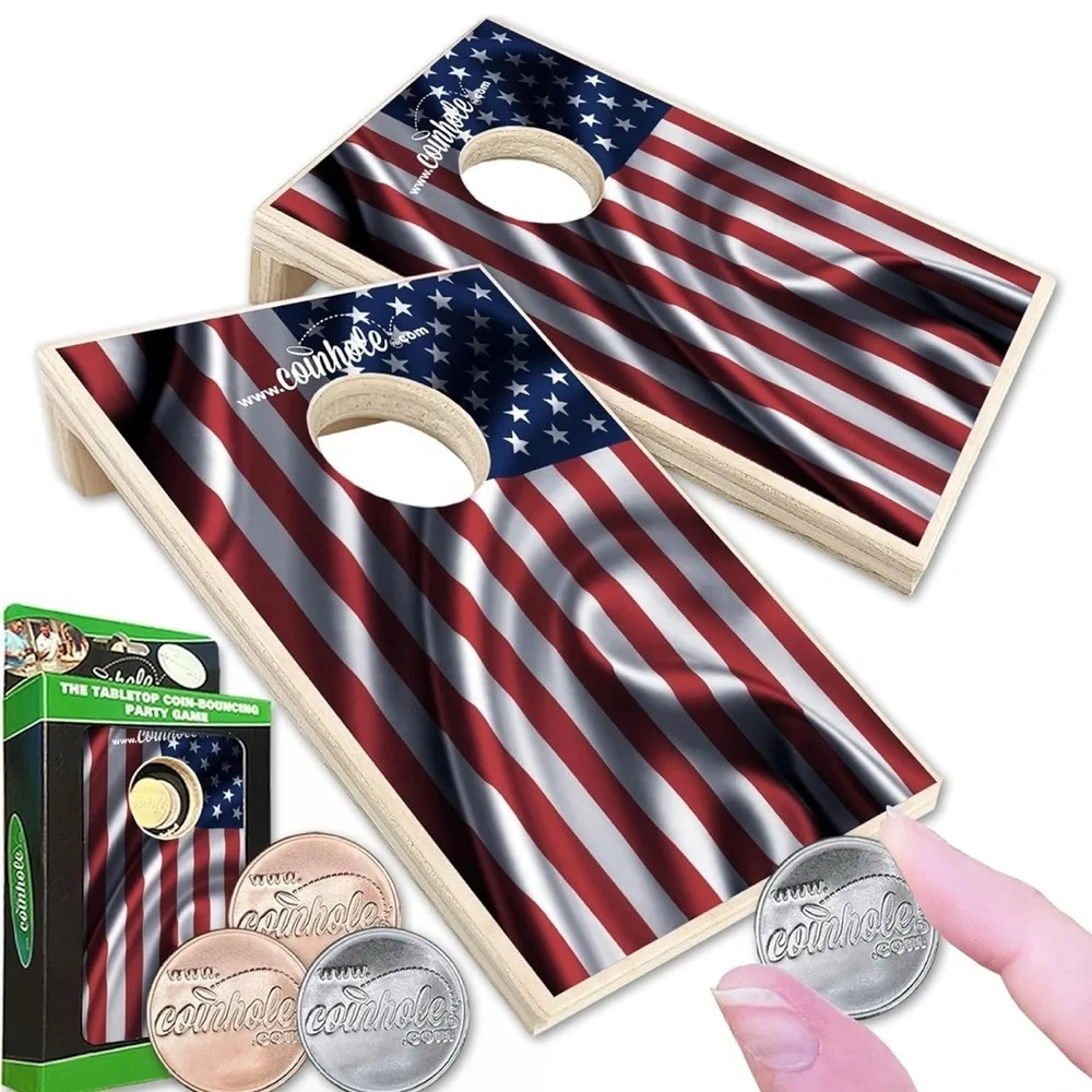 Tabletop cornhole Game with American Flag Design